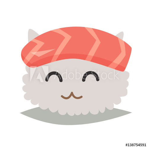500x500 Sashimi Happy Cat Emoji Vector Illustration Emoji Happy Sushi
