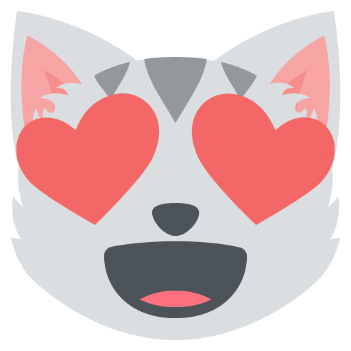 512x512 Smiling Cat Face Heart Shaped Eyes Emoji Vector Icon Free