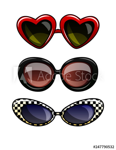 Color Vector Illustration Of Glasses In Plastic Frame Set 387x500 Color Vector Illustration Of Glasses In Plastic Frame Set