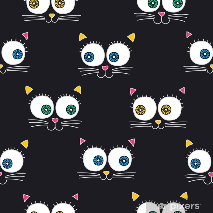 700x700 Cat Face Vector Seamless Pattern With Cats Faces Cute Kitten