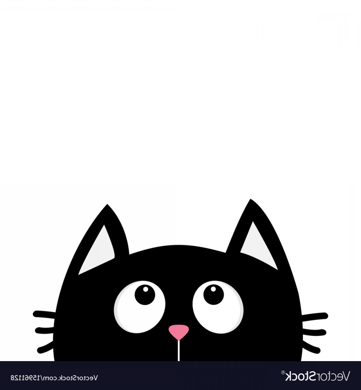 1200x1296 Black Cat Face Head Silhouette Looking Up Cute Vector Handandbeak