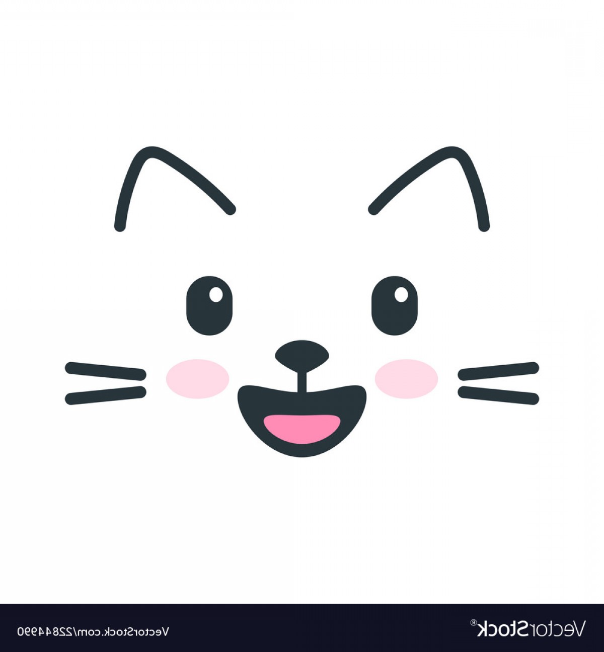 1200x1296 Cute Happy Cat Face Icon On White Background Vector Catchsplace