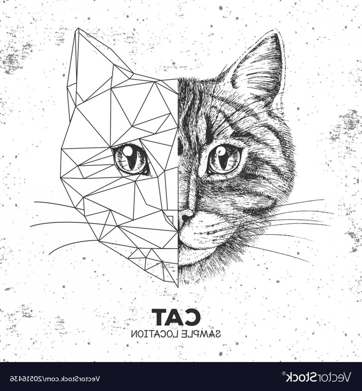 1200x1296 Hipster Animal Realistic And Polygonal Cat Face Vector Soidergi