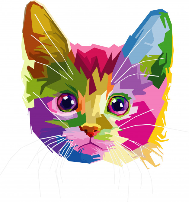 626x668 Colorful Cat Head Vector Premium Download