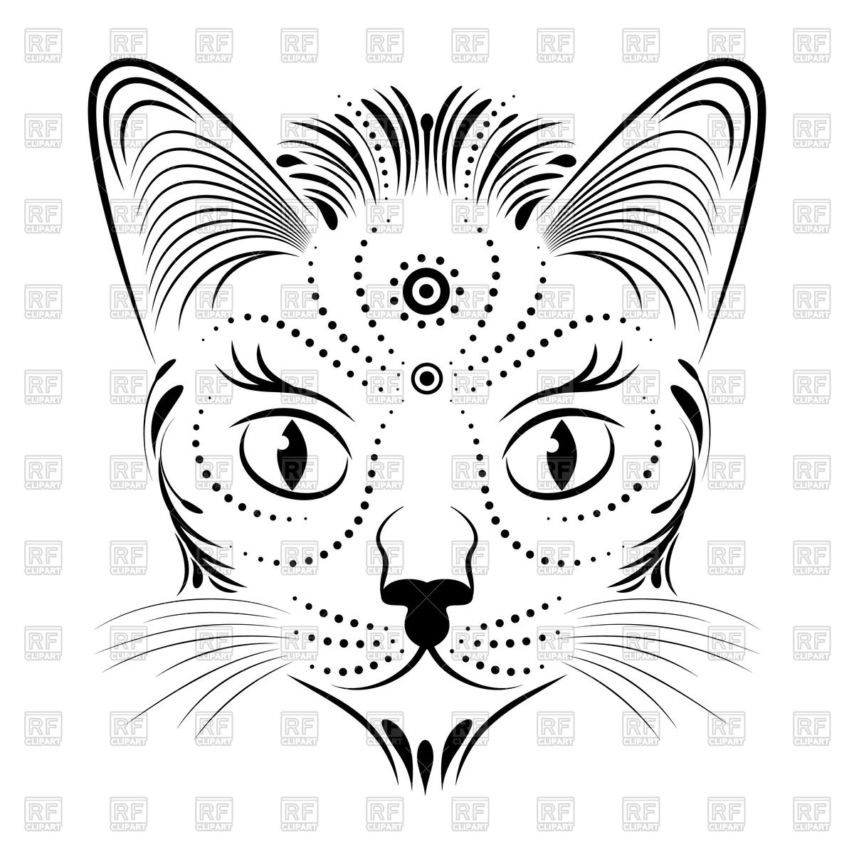 1200x1200 Decorative Cat's Head Vector Image Of Plants And Animals