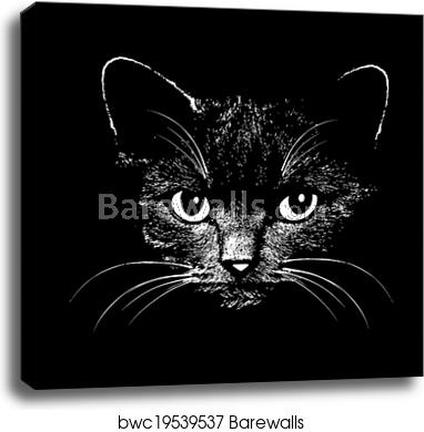 382x390 Vector Illustration Of Cat Head, Canvas Print Barewalls Posters