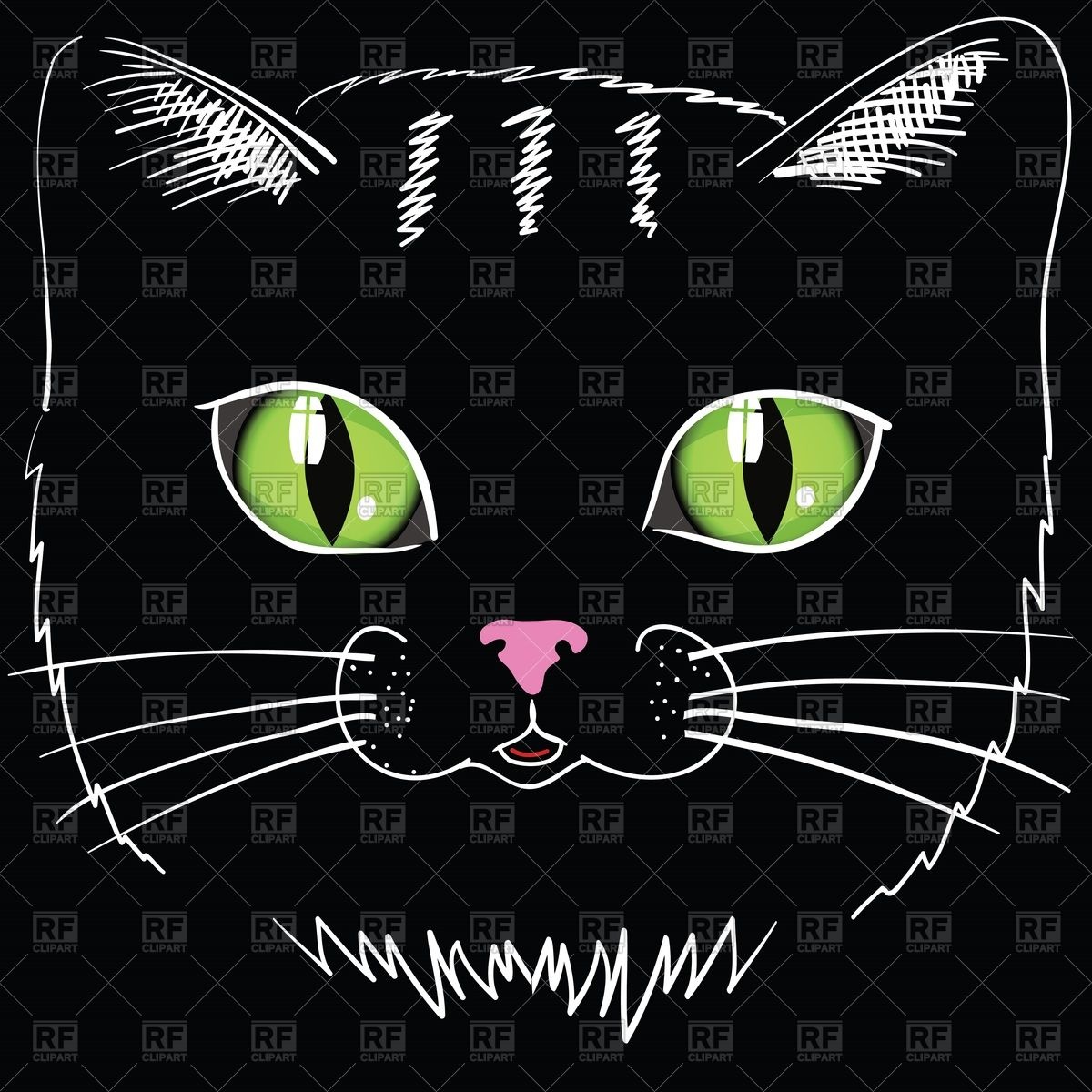1200x1200 Black Cat's Head Vector Image Of Plants And Animals