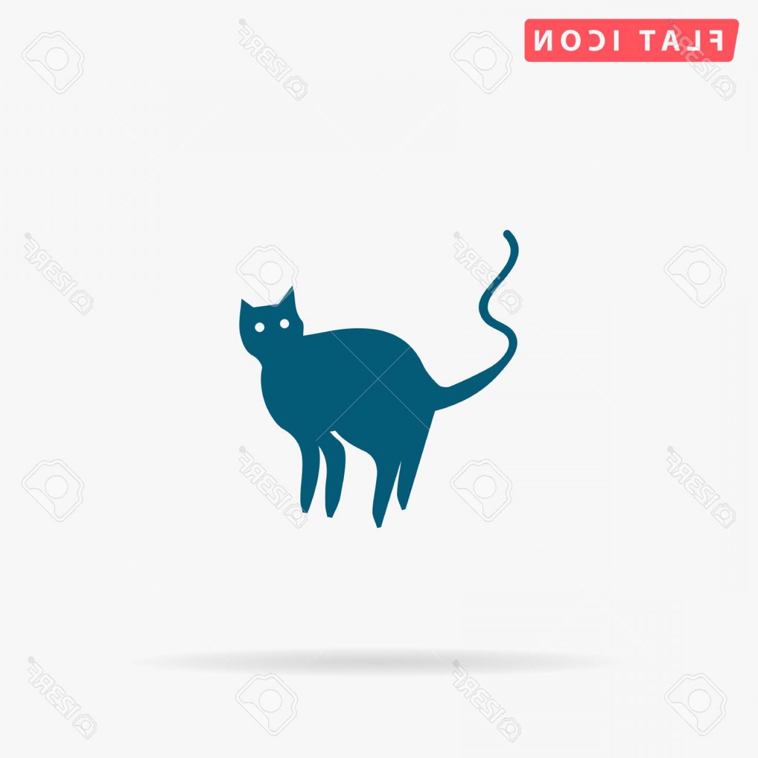 1560x1560 Photostock Vector Cat Icon Vector Flat Simple Blue Pictogram