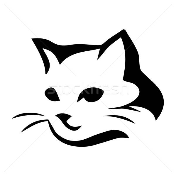 600x600 Stylized Cat Icon On White Background Vector Illustration