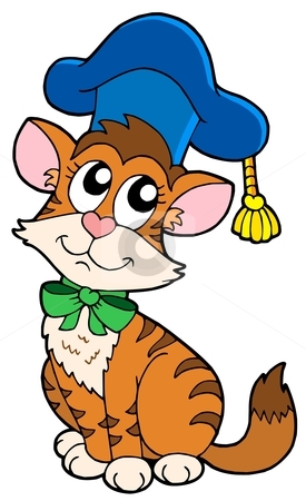 275x450 Cat Teacher In Hat Stock Vector
