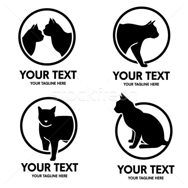 600x600 Cat Logo Set Vector Illustration Krustovin August