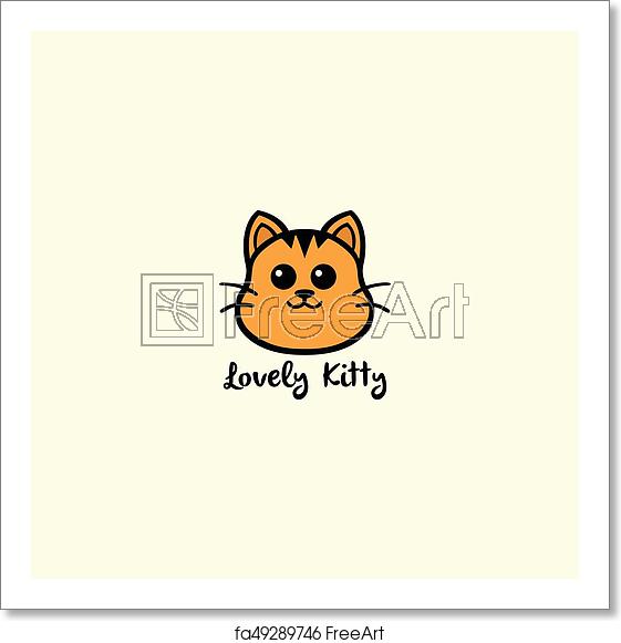 561x581 Free Art Print Of Lovely Kitty, Cute Cat Logo Vector Design
