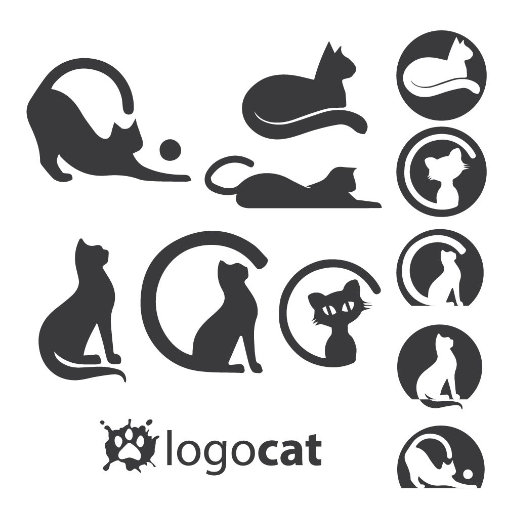 1000x1000 Cat Logo Set Logos Cat Logo, Cat Design, Logos Design