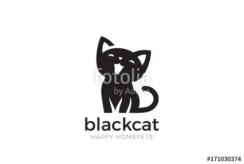 500x337 Black Cat Sitting Logo Vector Home Pet Veterinary Clinic Icon