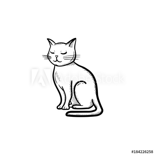 500x500 Vector Hand Drawn Cat Outline Doodle Icon Cat Sketch Illustration