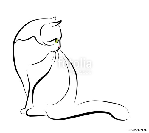 500x447 Outline Illustration Of Sitting Cat Stock Image And Royalty Free