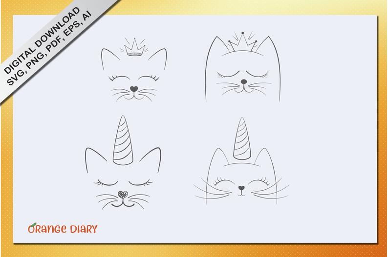 794x527 Cat Kitty Png Vector Caticorn Vector Cat Outline Etsy