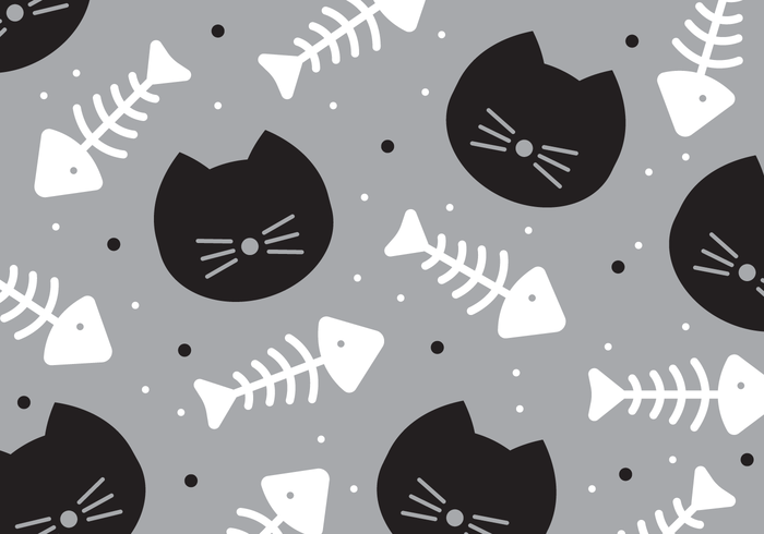 Cat And Fishbone Pattern Vector 700x490 Cat And Fishbone Pattern Vector
