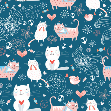 Cat Pattern Free Vector Download 368x368 Cat Pattern Free Vector Download