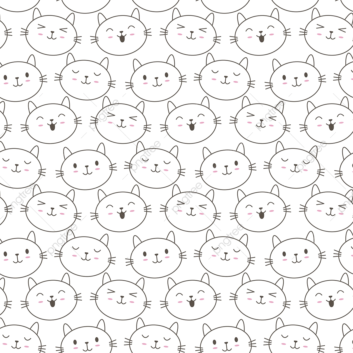 Cute Adorable Cat Vector Pattern, Cat, Pattern, Seamless Png 1200x1200 Cute Adorable Cat Vector Pattern, Cat, Pattern, Seamless Png