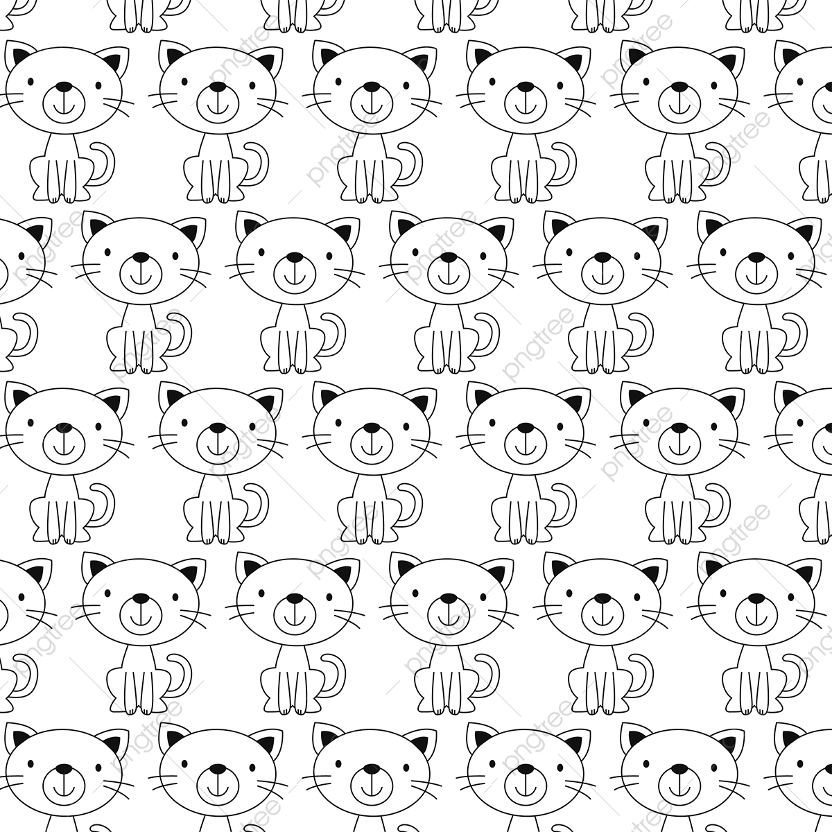 Cute Cat Doodle Pattern, Cat, Pattern, Doodle Png And Vector 1200x1200 Cute Cat Doodle Pattern, Cat, Pattern, Doodle Png And Vector