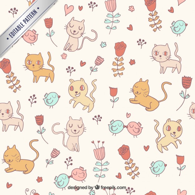 Cute Cats Pattern Vector Free Download 626x626 Cute Cats Pattern Vector Free Download
