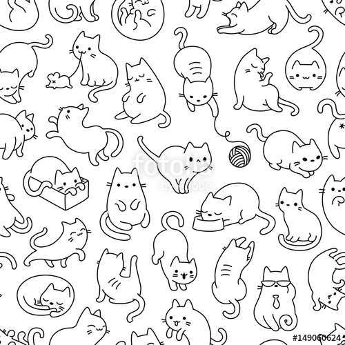 Cat Outline Seamless Vector Pattern Stock Image And Royalty Free 500x500 Cat Outline Seamless Vector Pattern Stock Image And Royalty Free