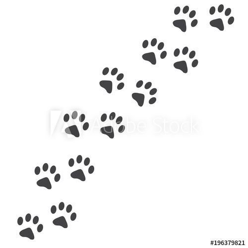 500x500 Vector Illustration Cat Paw Prints Track Logo Black On White