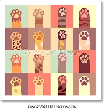 Cats Paw Vector Flat Icon Set, Art Print Barewalls Posters 362x382 Cats Paw Vector Flat Icon Set, Art Print Barewalls Posters