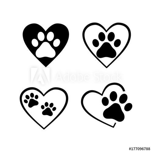 Dog Cat Paw Prints In Heart Shape, Sticker 500x500 Dog Cat Paw Prints In Heart Shape, Sticker