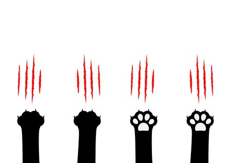 450x319 Cat Claw Scratching Set Black Paw Print Leg Foot Bloody Claws
