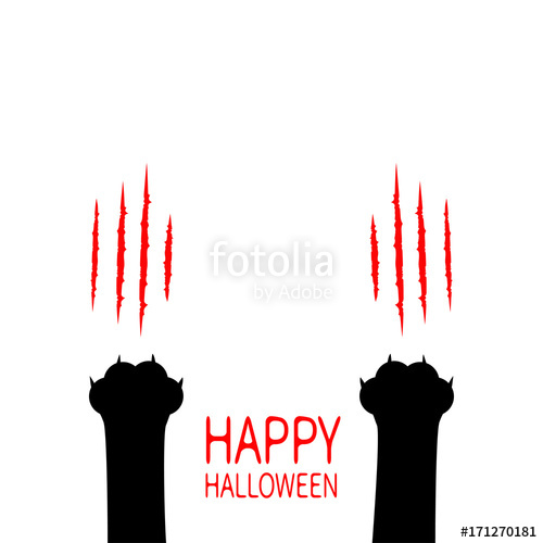 500x500 Happy Halloween Card Bloody Claws Animal Scratch Scrape Track