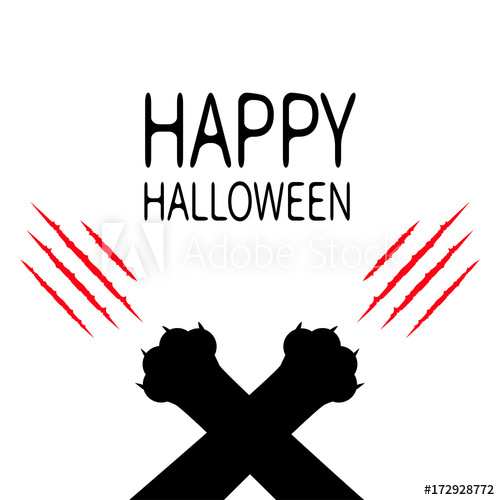 500x500 Happy Halloween Bloody Claws Animal Scratch Scrape Track Black