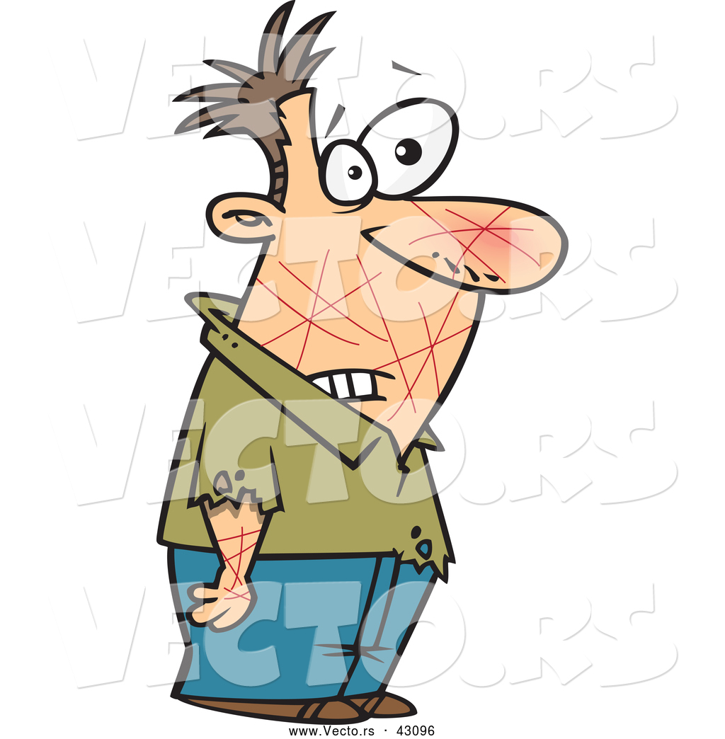 Vector Of A Scared Cartoon Man With Cat Scratches All Over His 1024x1044 Vector Of A Scared Cartoon Man With Cat Scratches All Over His