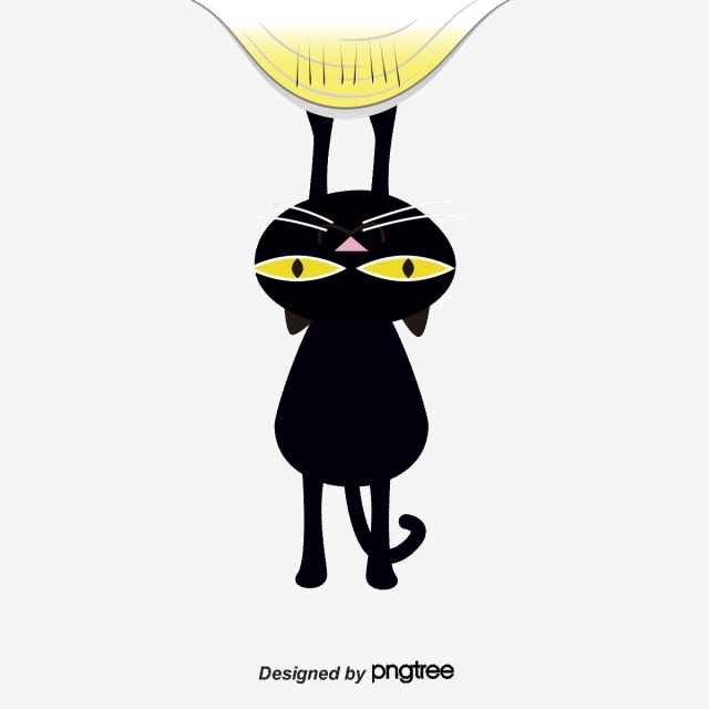 640x640 Cartoon Painted Black Cat Scratch, Cat Clipart, Cartoon Cat