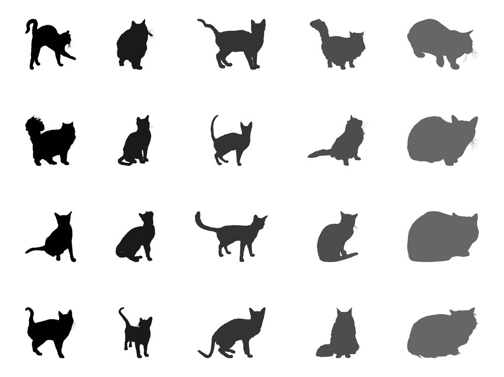 1024x765 Cat Silhouettes Set Vector Art Graphics