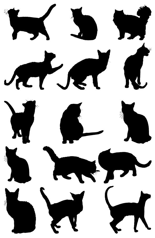 590x904 Free Cat Silhouettes Collection Vector Quilting Cat Silhouette