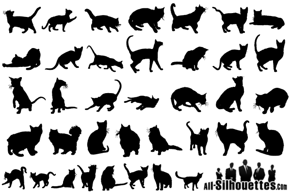 600x400 Free Vector Cats Silhouettes Free Vectors Cat Vector, Cat