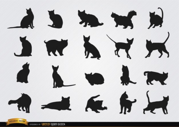 Cat Silhouettes Vector Pack Vector Free Download 626x442 Cat Silhouettes Vector Pack Vector Free Download