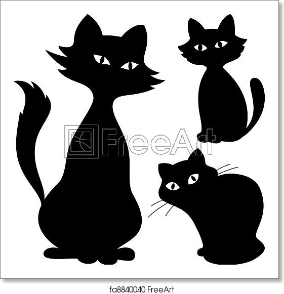 Free Art Print Of Cats, Silhouette, Set Cats, Three Monochrome 561x581 Free Art Print Of Cats, Silhouette, Set Cats, Three Monochrome