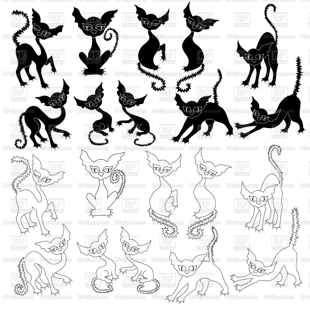 Halloween Set Of Ten Amusing Cat Silhouettes Vector Image 1000x1000 Halloween Set Of Ten Amusing Cat Silhouettes Vector Image