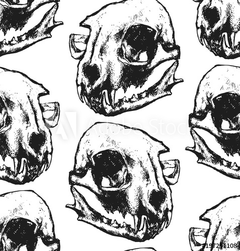 477x500 Seamless Texture With Cat Skull Repeating Background Tile