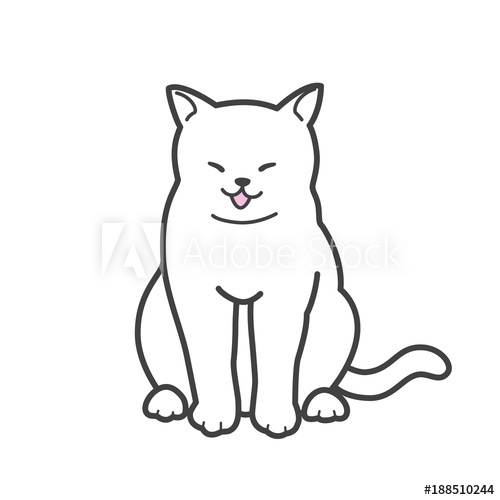 500x500 Cat Vector Icon Logo Kitten Smile Doodle Illustration Cartoon