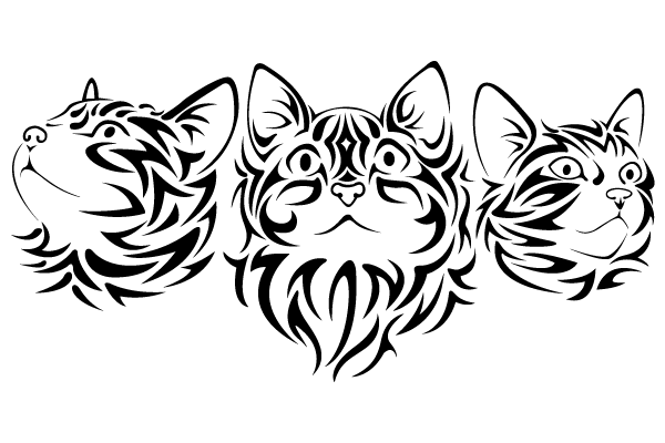 600x400 Free Tribal Cat Vector Art