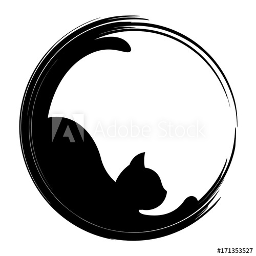 500x500 Black Silhouette Of Cat Vector Illustration