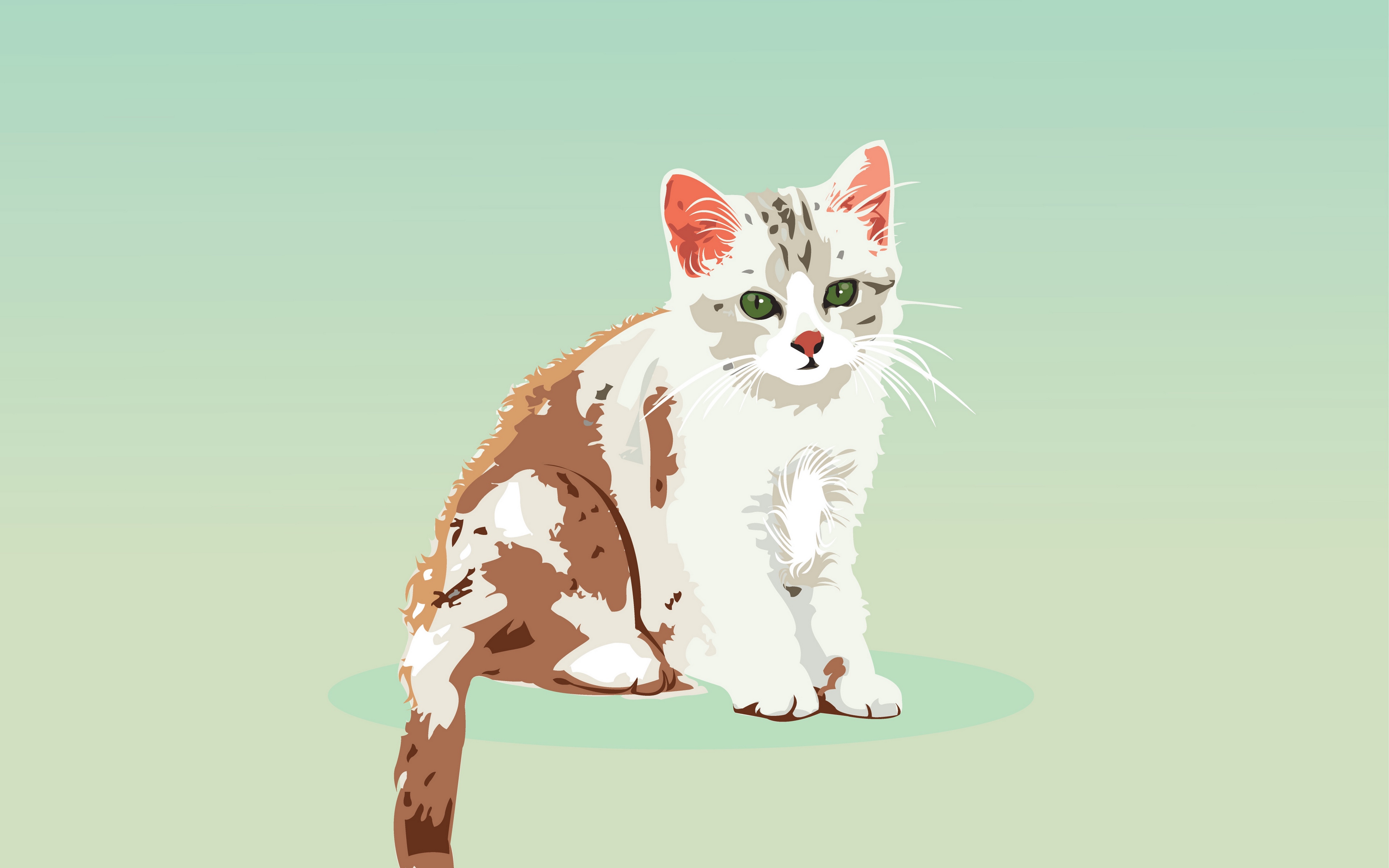3840x2400 Download Wallpaper Kitten, Cat, Vector, Art Ultra Hd