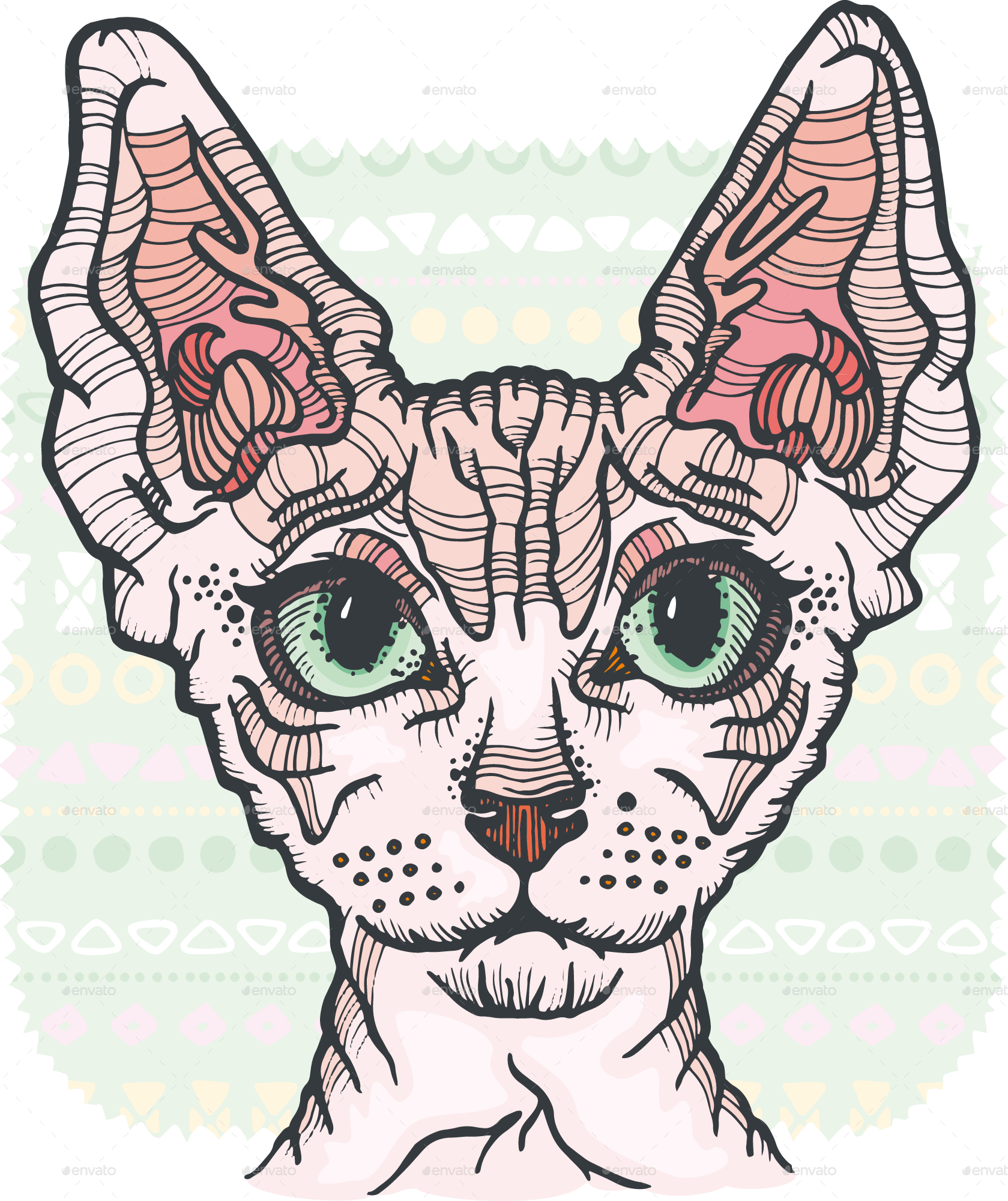 1679x2001 Sphynx Cat Vector Illustration