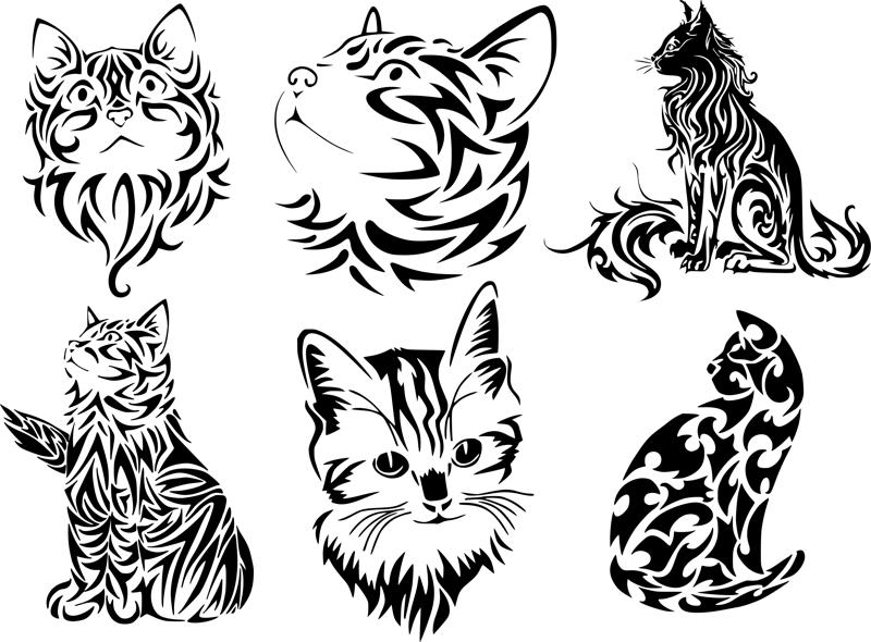 800x590 Tribal Cat Tattoo Vector Art Graphic Design Vector
