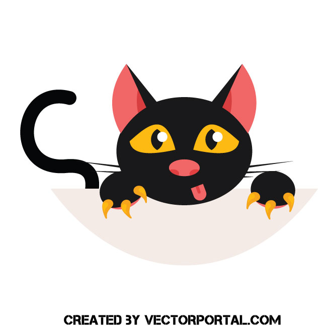 660x660 Black Little Cat Vector Image