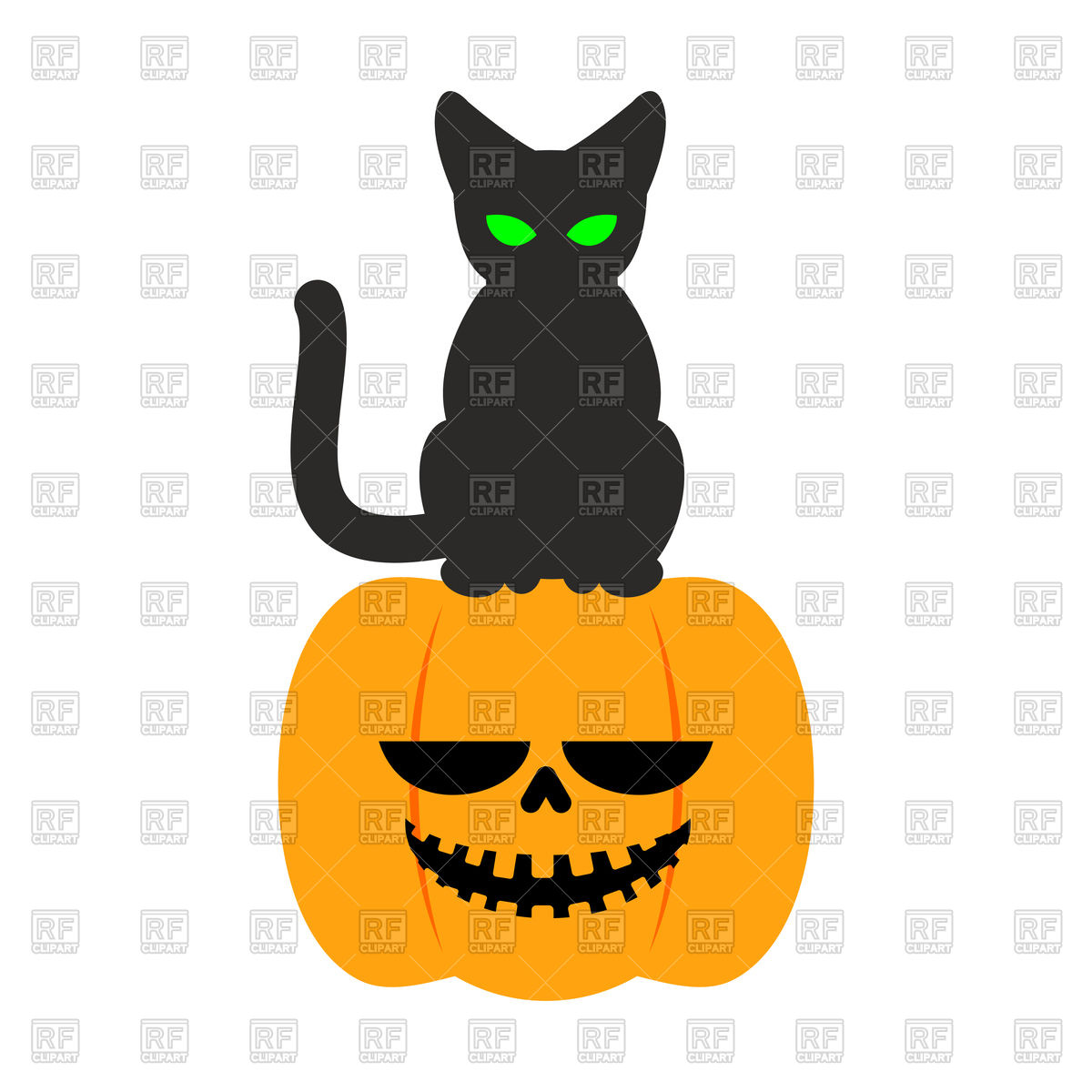 1200x1200 Scary Pumpkin And Black Cat Vector Image Of Plants And Animals